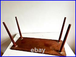 Vintage mid century treen wooden coffee table with leaf design and atomic legs