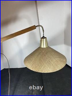 Vintage mid century wall mount teak wood fiberglass lamp light atomic