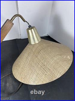 Vintage mid century wall mount teak wood fiberglass lamp light atomic
