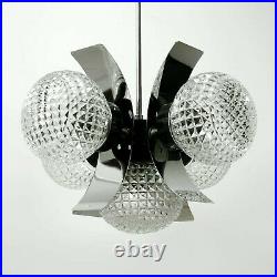 Vintage sputnik atomic crystal glass chrome pendant light space age chandelier