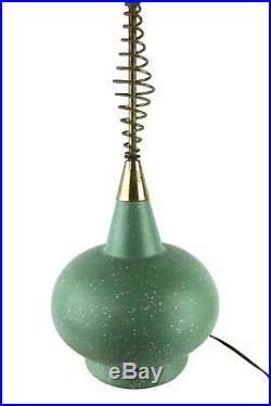 Vtg 1950s Midcentury Space Atomic Age Ceramic Table Lamp Metal Spiral Jetsons