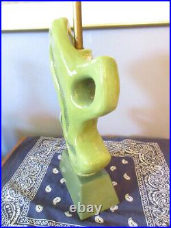 Vtg 50s Mid Century Aladdin Green Modernist Abstract Lamp Atomic with Finial