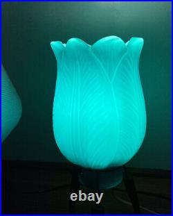 Vtg BEEHIVE & Blue Tulip MCM ATOMIC TRIPOD PLASTIC TABLE LAMP Mid Century Lot