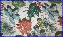 Vtg MCM MID Century Modern Atomic Age Barkcloth Fabric Leaf Curtians 10 Panels