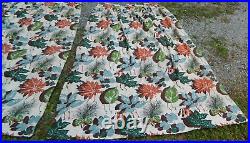 Vtg MCM MID Century Modern Atomic Age Barkcloth Fabric Leaf Curtians 10 Panels