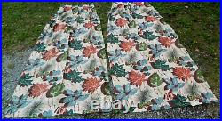 Vtg MCM MID Century Modern Atomic Age Barkcloth Fabric Leaf Curtians 10 Panels