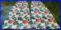 Vtg MCM MID Century Modern Atomic Age Barkcloth Fabric Leaf Curtians 10 Panels