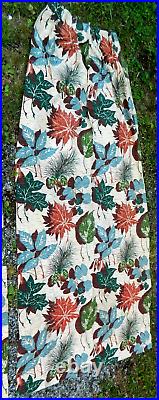 Vtg MCM MID Century Modern Atomic Age Barkcloth Fabric Leaf Curtians 10 Panels