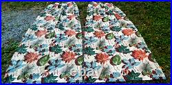 Vtg MCM MID Century Modern Atomic Age Barkcloth Fabric Leaf Curtians 10 Panels