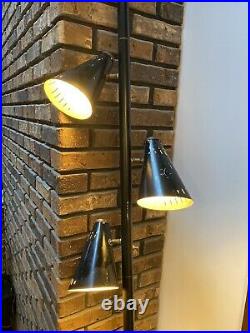 Vtg MID-CENTURY MODERN ATOMIC TENSION POLE LIGHT 3 LAMP Swag 1970s Cone Eames