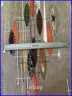 Vtg Mid Century Atomic Barkcloth Upholstery Fabric Abstract Mobiles Pattern