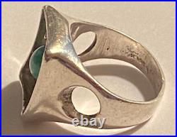 Vtg Mid Century Atomic Danish Modern Sterling Silver Ring 6.5