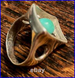 Vtg Mid Century Atomic Danish Modern Sterling Silver Ring 6.5