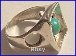 Vtg Mid Century Atomic Danish Modern Sterling Silver Ring 6.5