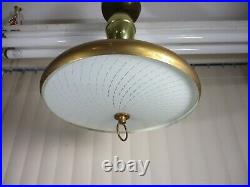 Vtg Mid Century Atomic Pull Down UFO Saucer Kitchen Table Ceiling Light Fixture