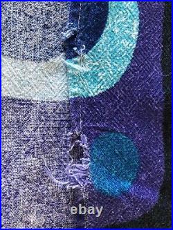 Vtg Mid Century Mod Abstract Atomic Retro Barkcloth Purple Teal Bedspread Tiki