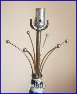 Vtg Mid Century Modern Atomic Starburst Wire Retro Sputnik Ceramic Table Lamp