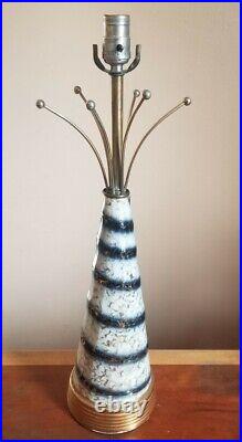 Vtg Mid Century Modern Atomic Starburst Wire Retro Sputnik Ceramic Table Lamp