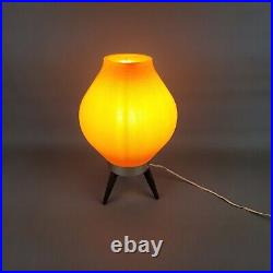Vtg Mid Century Modern MCM Orange Table Lamp 14 Plastic Beehive Atomic Tripod
