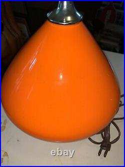 Vtg Mid Century Modern Table Lamp Pair Orange Ceramic/Glass-Retro Atomic-22.5l