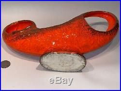 Vtg Mid-Century Pottery Brutalist Abstract infinity orange gold atomic Modernism