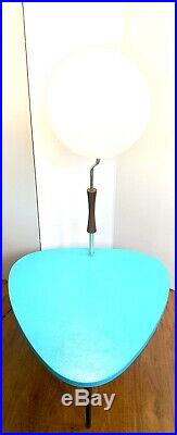 WOW ATOMIC MID CENTURY FLOOR SIDE COFFEE TABLE LAMP Boomerang Teak Wood Light