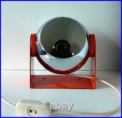 Wall Lamp Space Age Eye Ball Atomic Mid Century Modern Orange & Chrome