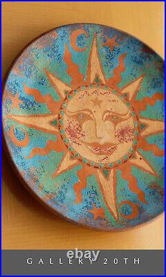 Wow! Sun & Moon Decor Plate MID Century Modern Atomic Star Pottery Wall Art